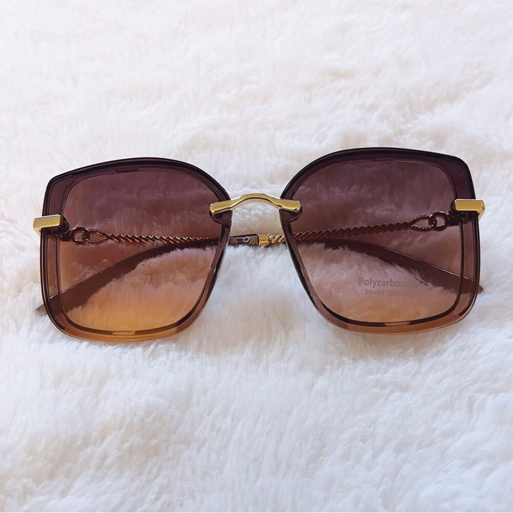 Gia Clear Light Purple Chain Link Oversized Sunglasses - Picture 1 of 12